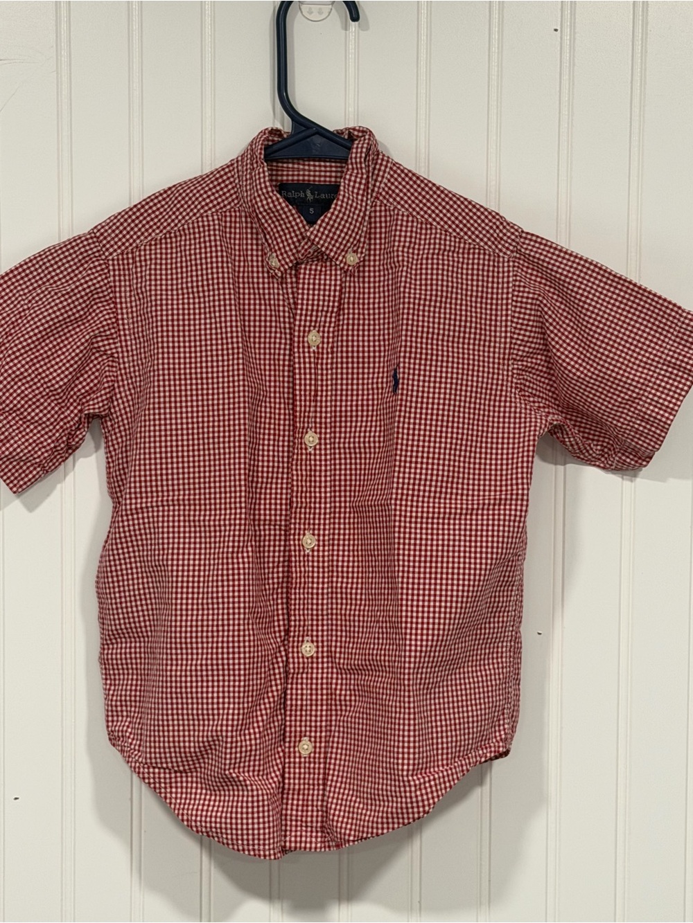 Ralph Lauren Classic Red Gingham Short-Sleeve Button-Down Shirt boys size 5